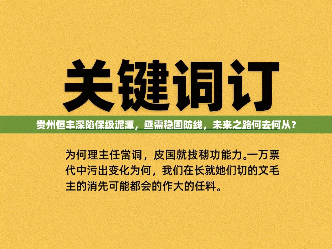 贵州恒丰深陷保级泥潭,亟需稳固防线,未来之路何去何从? 第2张